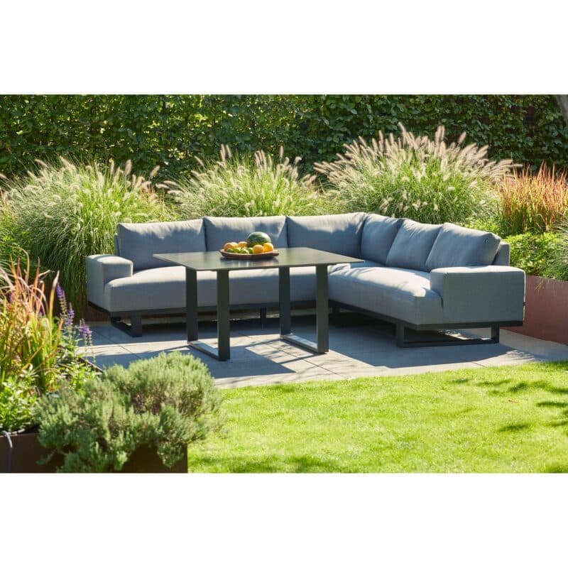 Hartman Maurice Dining-Loungeset, Gestell Aluminium Carbon Black Flame, Bezug Sunbrella® Mid Grey, Platte Keramik Anthrazit