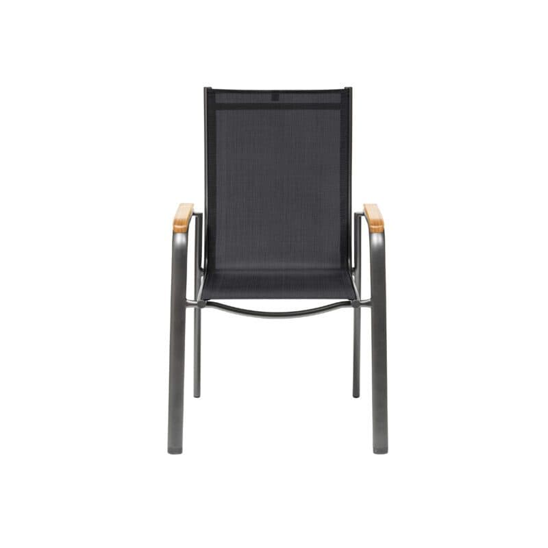 Kettler "Cirrus" Stapelsessel, Gestell Aluminium anthrazit, Sitz Textilgewebe anthrazit-grau, Armlehnen Teakholz