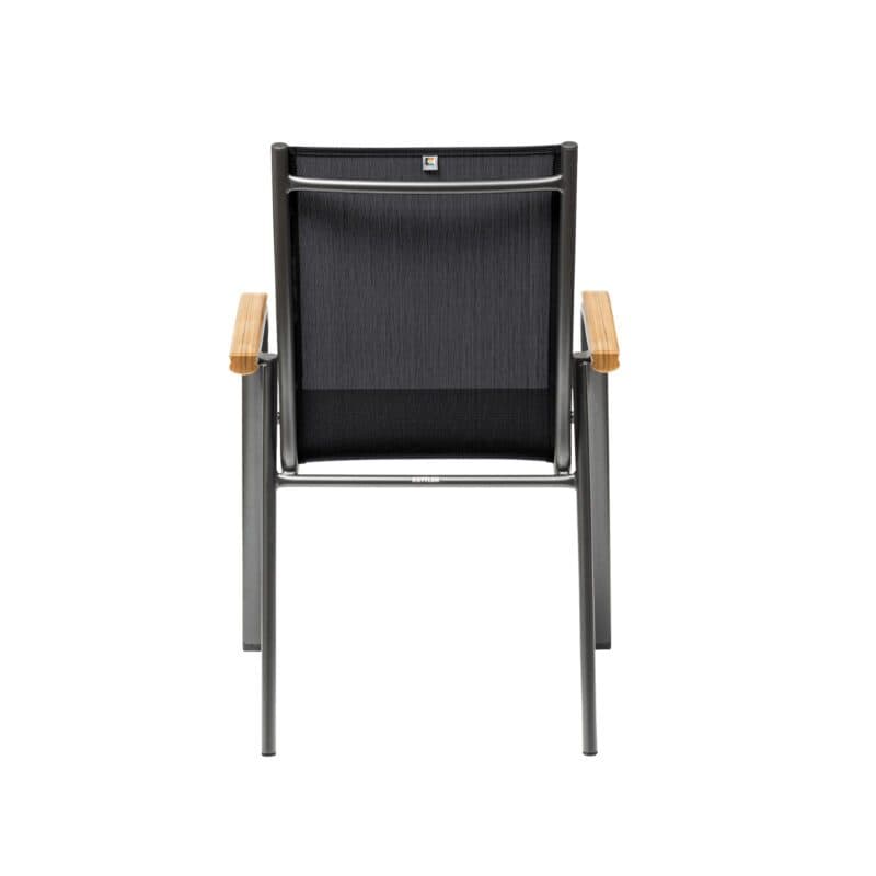 Kettler "Cirrus" Stapelsessel, Gestell Aluminium anthrazit, Sitz Textilgewebe anthrazit-grau, Armlehnen Teakholz