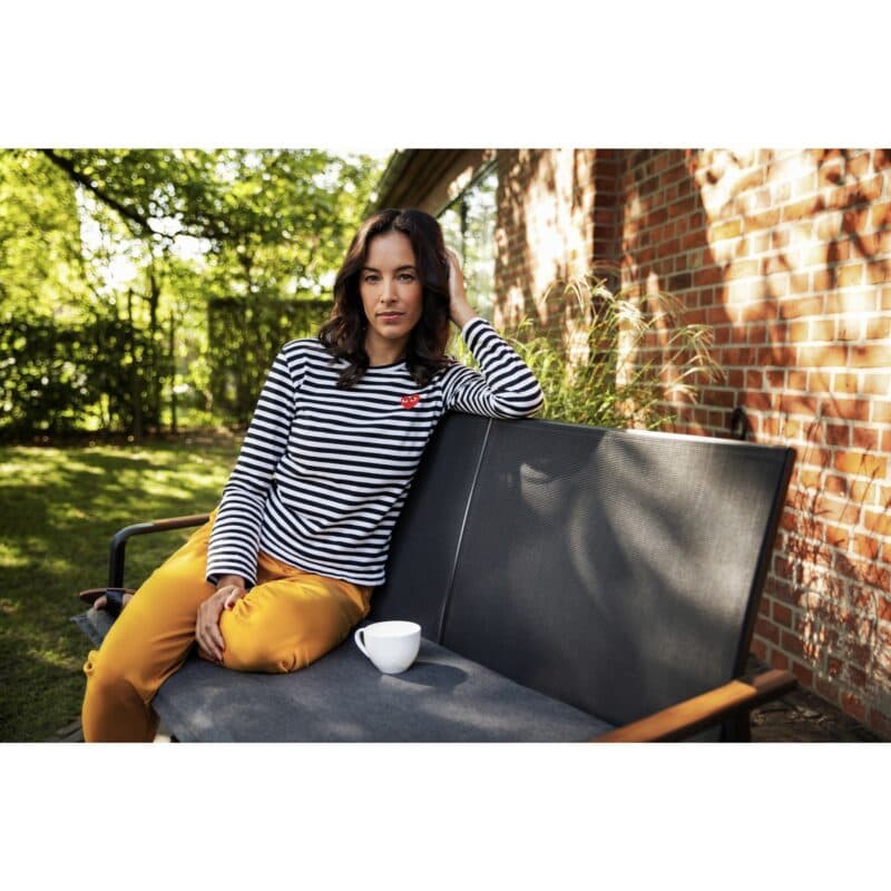 Kettler "Diamond" 2-Sitzer Gartenbank, Gestell Aluminium anthrazit, Armlehne mit Teak-Auflage, Sitzfläche Textilgewebe charcoal