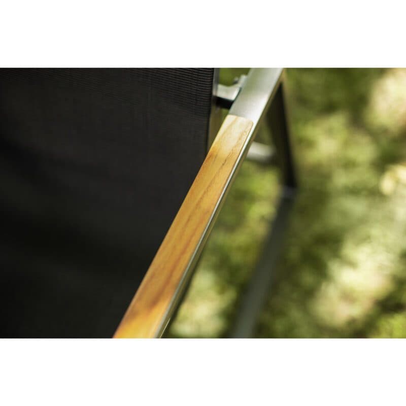 Kettler Diamond Schaukelstuhl, Gestell Aluminium anthrazit, Bespannung Textilen charcoal, Teak-Armlehnen