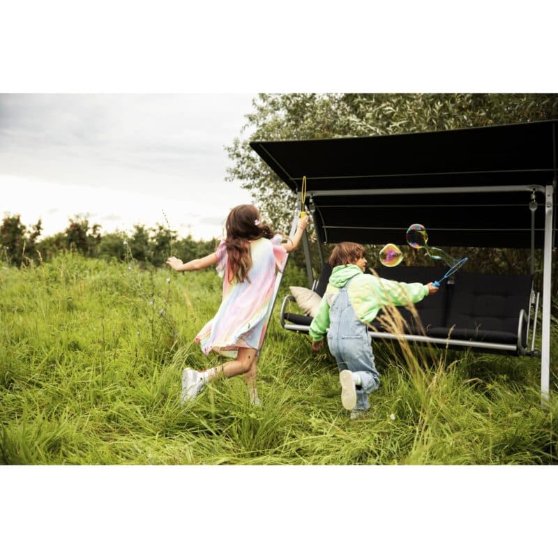 Kettler "Paradiso" Hollywoodschaukel, Gestell Aluminium silber, Sitzfläche Textilgewebe lakritz mit Auflage anthrazit