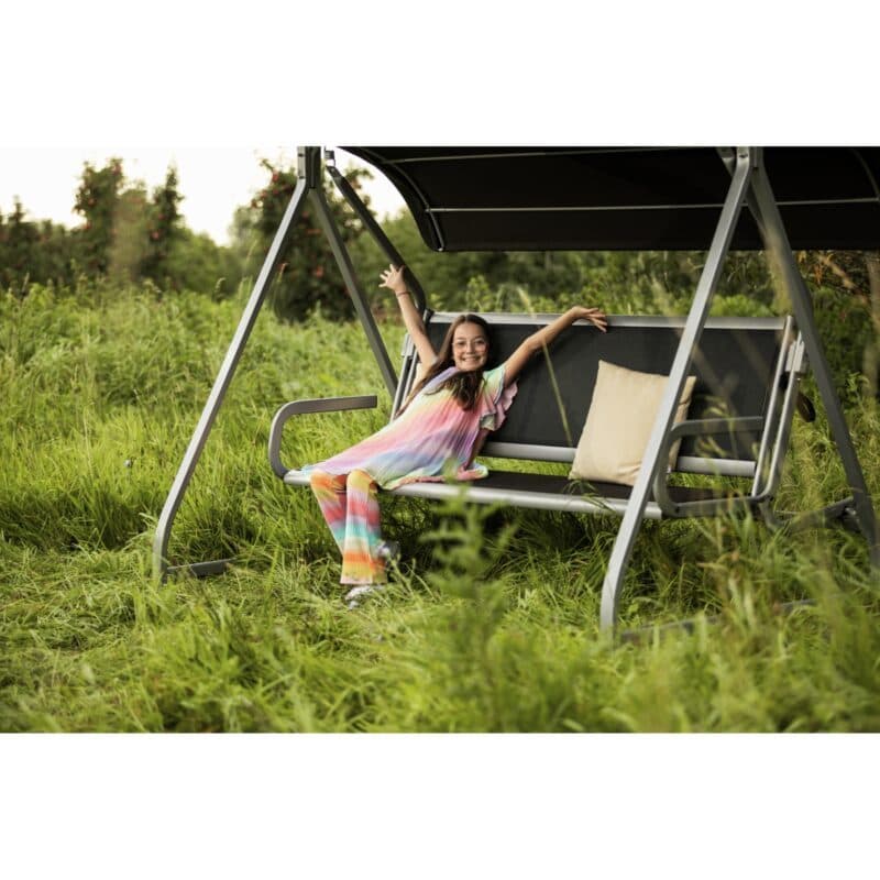 Kettler "Paradiso" Hollywoodschaukel, Gestell Aluminium silber, Sitzfläche Textilgewebe lakritz