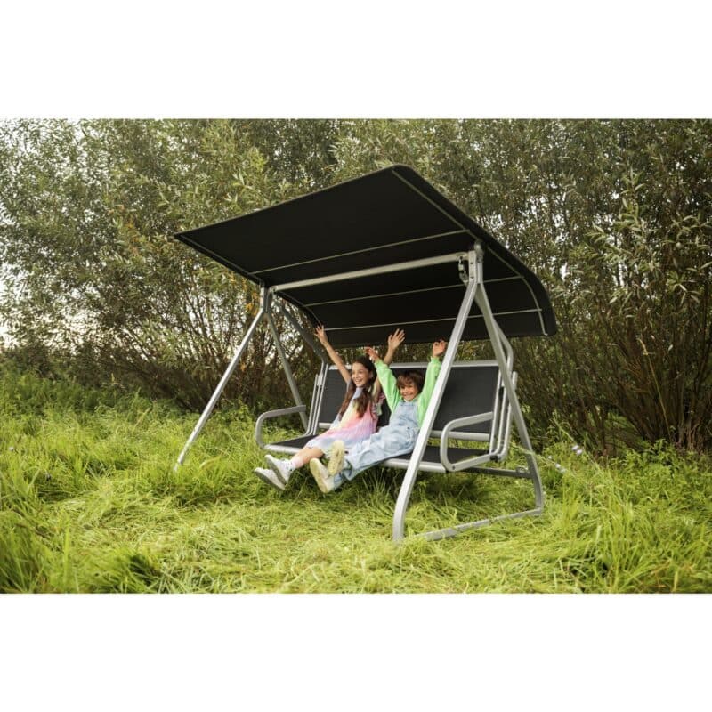 Kettler "Paradiso" Hollywoodschaukel, Gestell Aluminium silber, Sitzfläche Textilgewebe lakritz