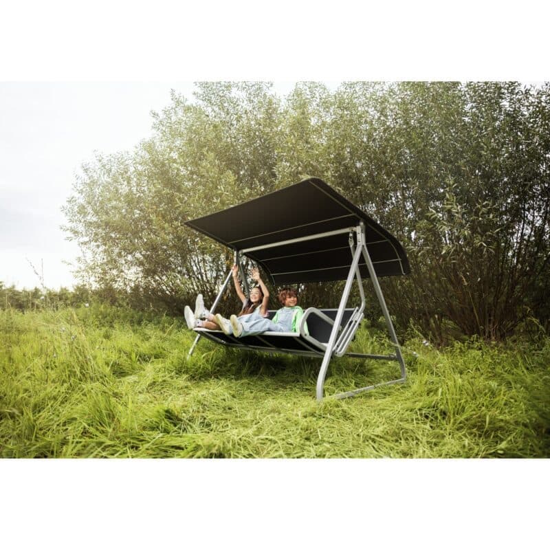 Kettler "Paradiso" Hollywoodschaukel, Gestell Aluminium silber, Sitzfläche Textilgewebe lakritz