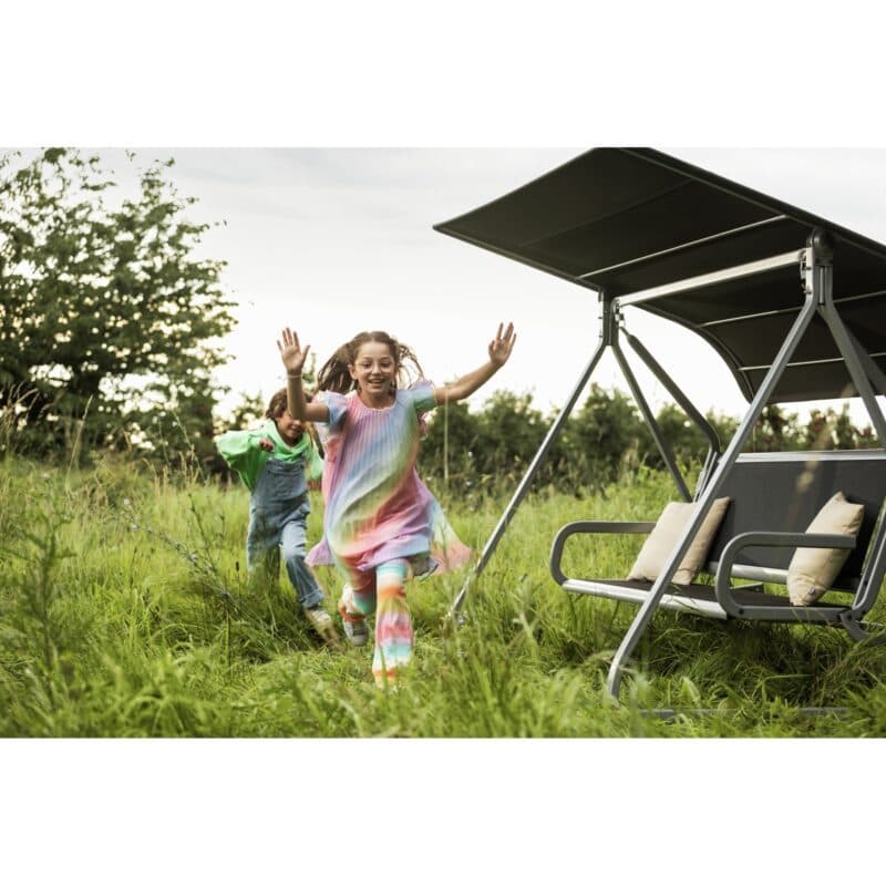 Kettler "Paradiso" Hollywoodschaukel, Gestell Aluminium silber, Sitzfläche Textilgewebe lakritz