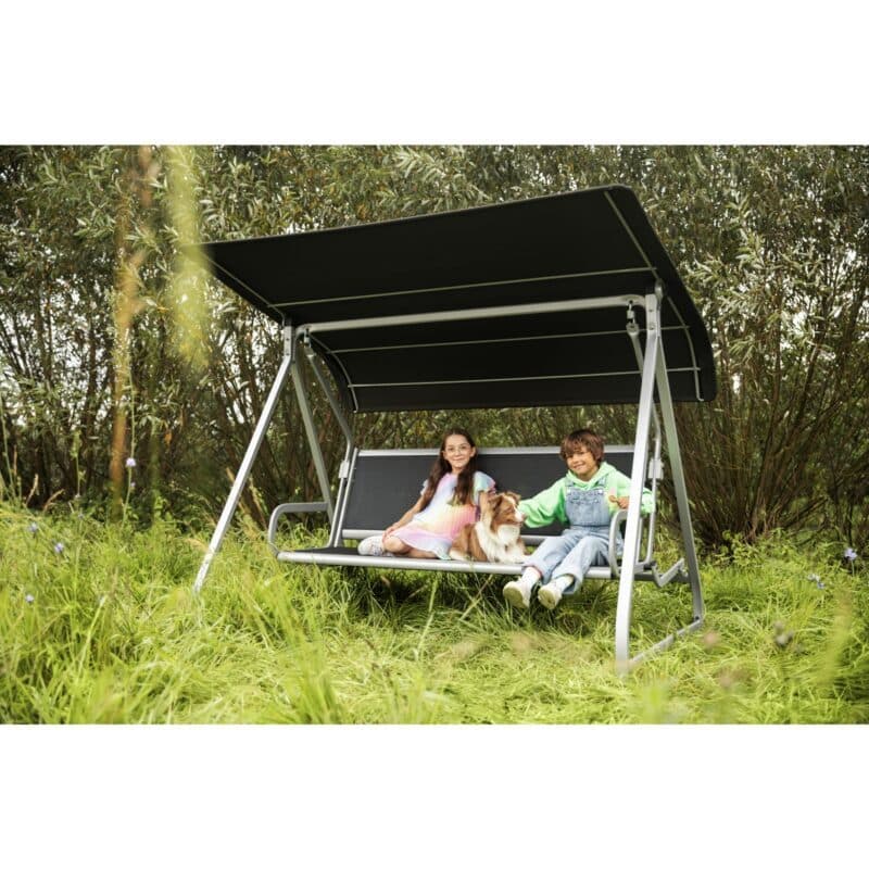 Kettler "Paradiso" Hollywoodschaukel, Gestell Aluminium silber, Sitzfläche Textilgewebe lakritz