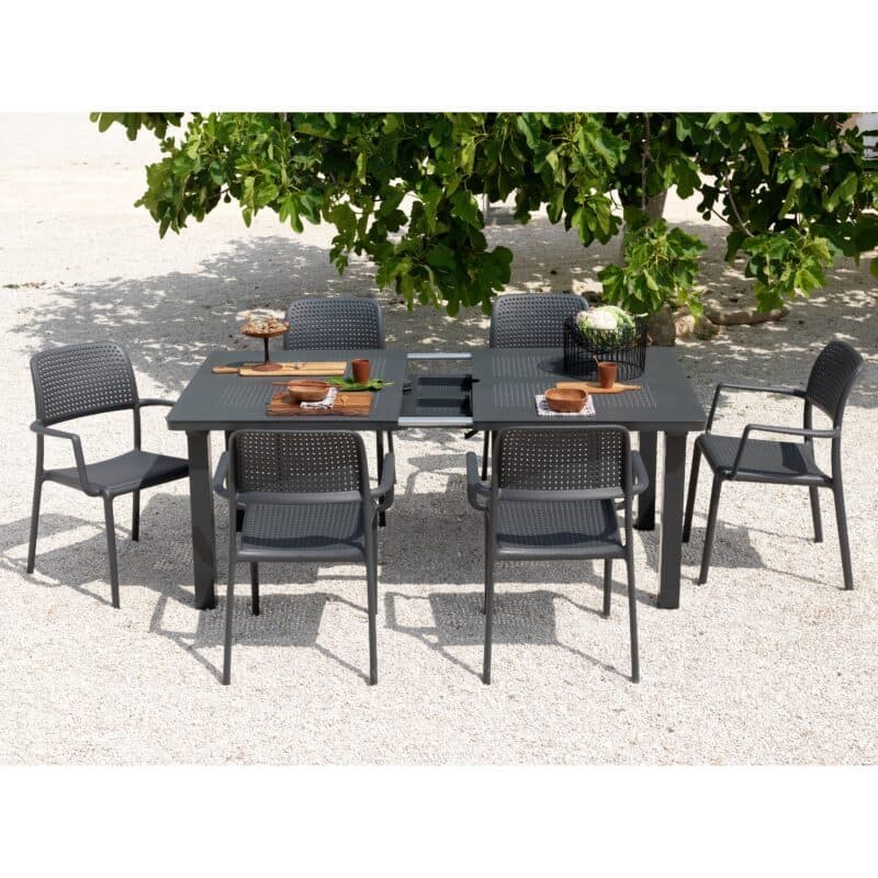 NARDI "Bora" Stapelstuhl, Gestell und Sitzfläche Kunststoff anthrazit