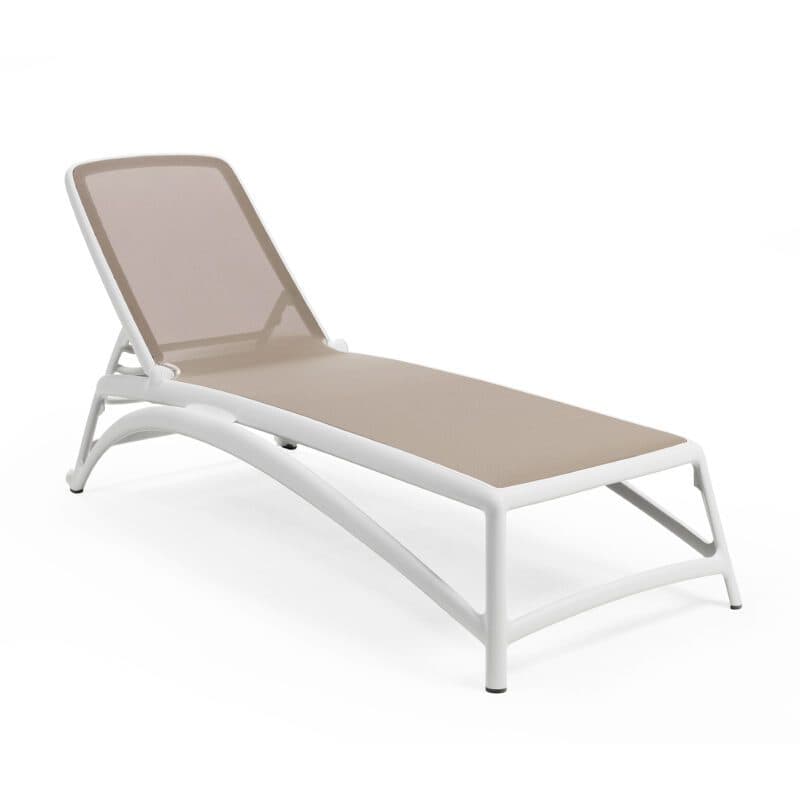 NARDI "Atlantico" Sonnenliege, Gestell Kunststoff weiß, Bespannung Textilgewebe taupe