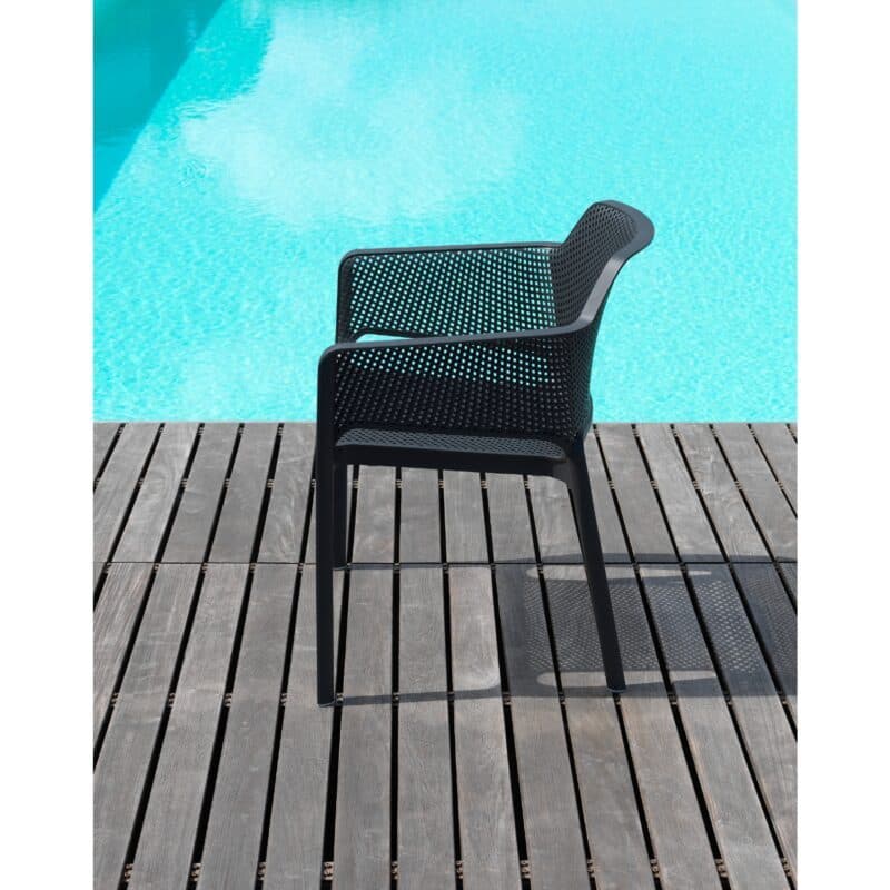 NARDI "Net" Stapelstuhl, Gestell und Sitzfläche Kunststoff anthrazit