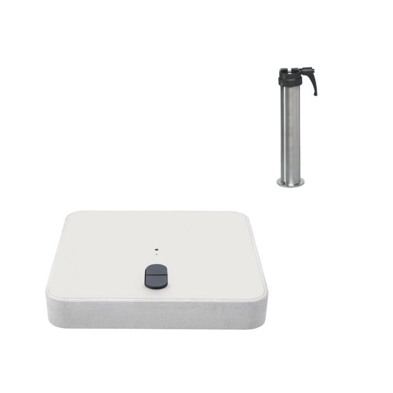 Glatz Rollensockel Z, 55 kg, Beton hell, Decorplatte grauweiss und Standrohr Z Edelstahl für Sonnenschirm Alu-Smart, Alu-Twist, Fortino®Riviera (© by GLATZ AG, Schweiz)