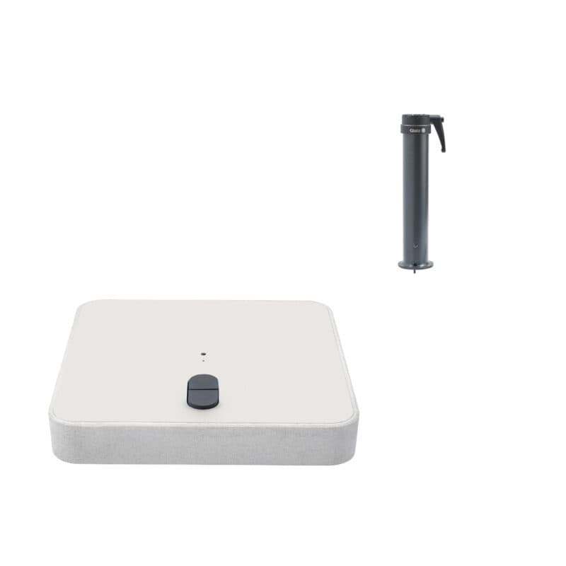 Glatz Rollensockel Z, 55 kg, Beton hell, Decorplatte grauweiss und Standrohr Z Stahl verzinkt anthrazit für Sonnenschirm Piazzino und Teakwood (© by GLATZ AG, Schweiz)