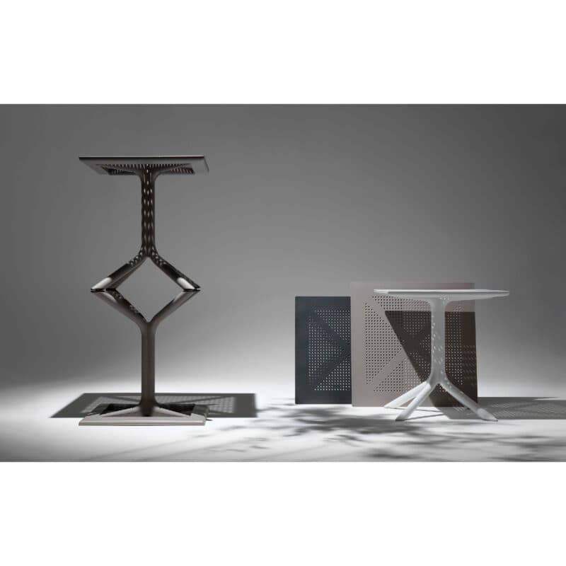 NARDI "Clip" Bistrotisch, Gestell und Tischplatte Kunststoff taupe, anthrazit und weiß