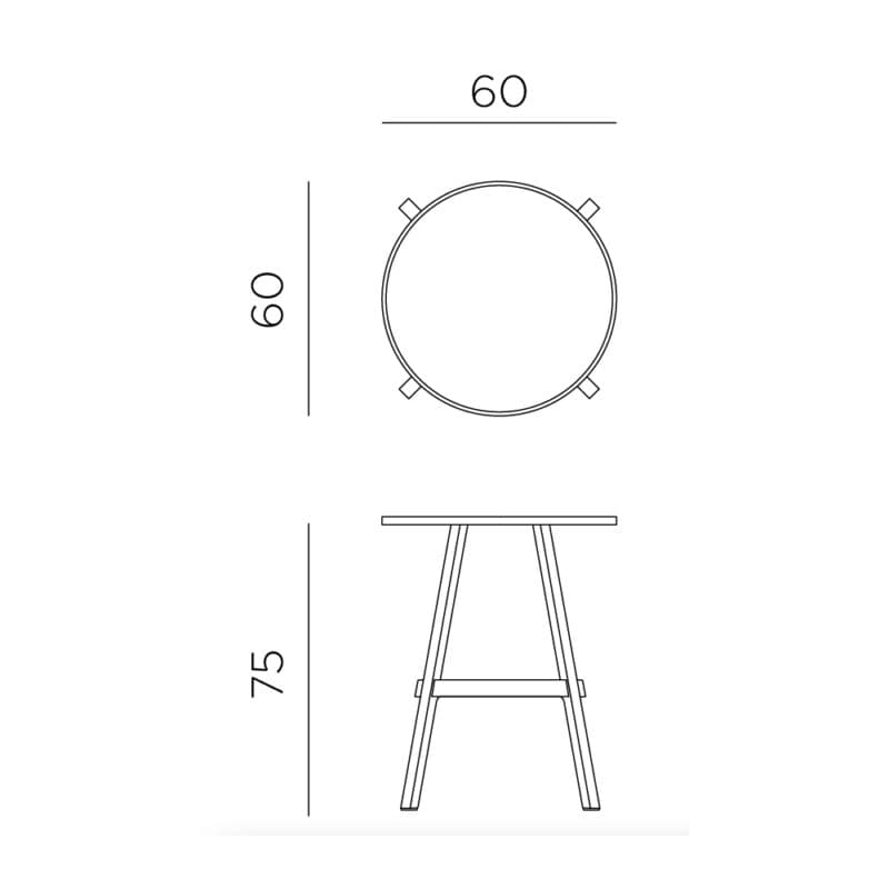 NARDI "Combo" Bistrotisch Ø 60 cm, Maßangaben
