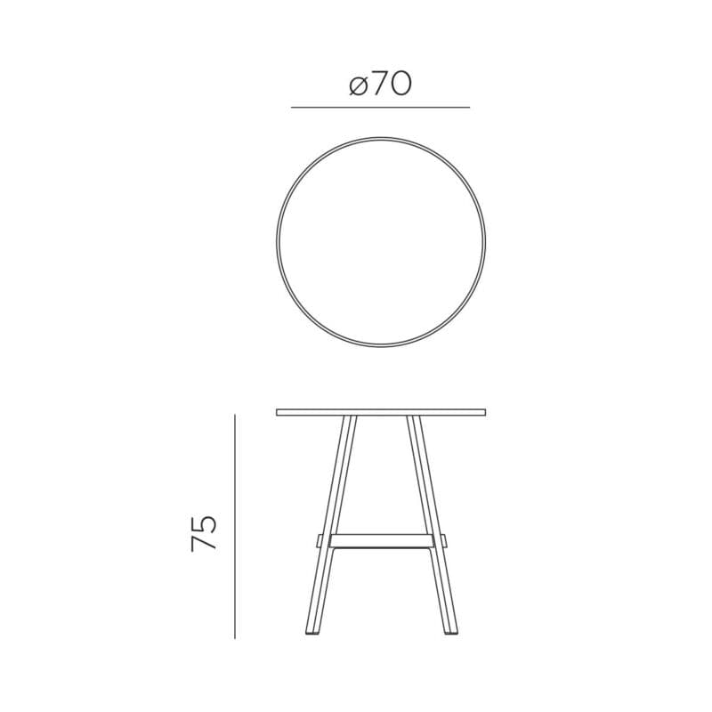 NARDI "Combo" Bistrotisch Ø 70 cm, Maßangaben