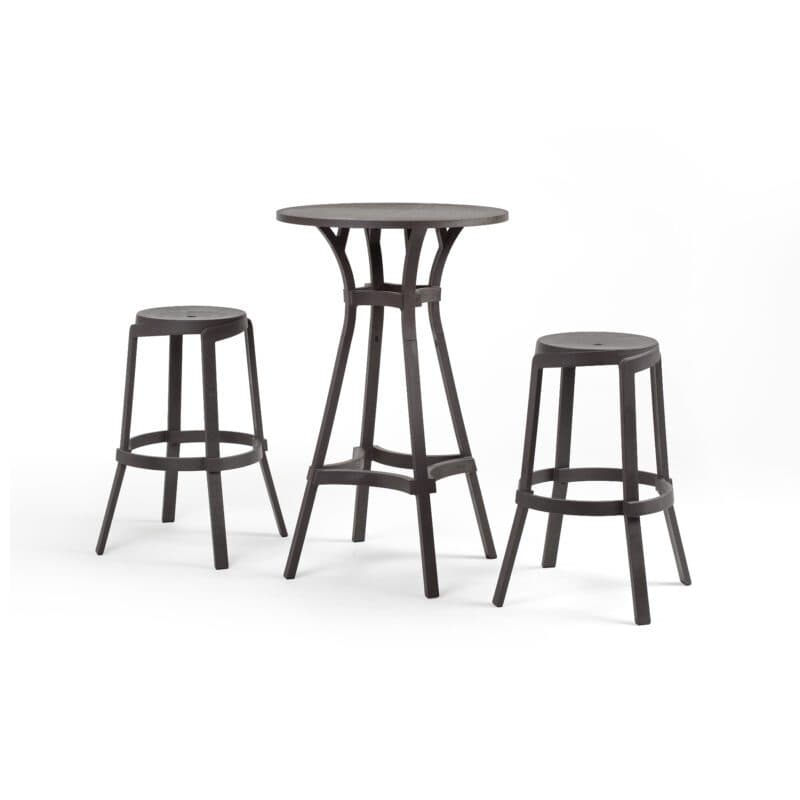 NARDI "Stack" Barhocker und "Combo High" Bartisch Ø 70 cm, regenerierter Kunststoff terra