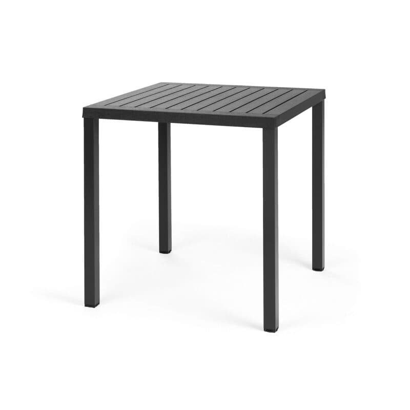 NARDI "Cube" Gartentisch 70x70 cm, Gestell Aluminium anthrazit, Tischplatte Kunststoff anthrazit
