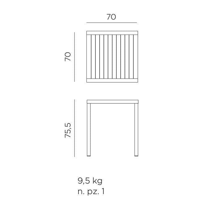 NARDI "Cube" Gartentisch 70x70 cm, Maßangaben