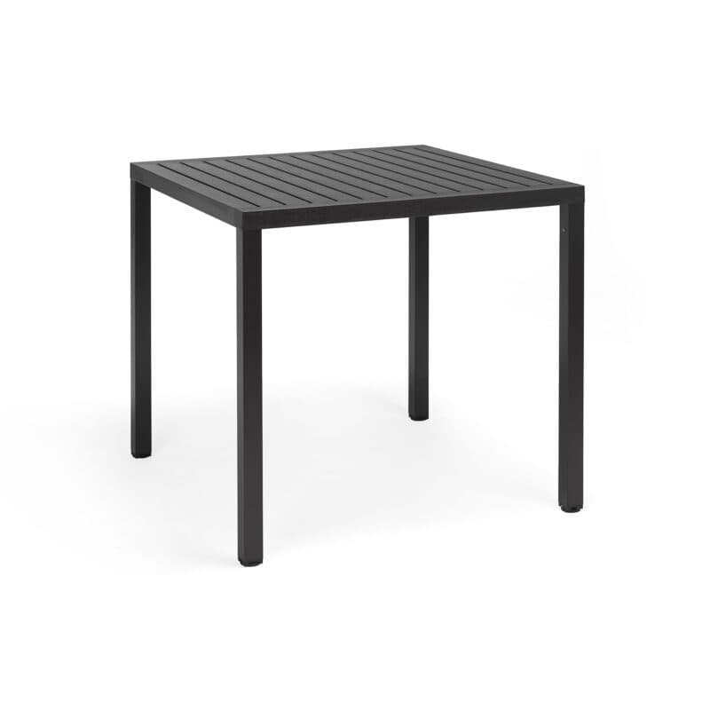 NARDI "Cube" Gartentisch 80x80 cm, Gestell Aluminium anthrazit, Tischplatte Kunststoff anthrazit