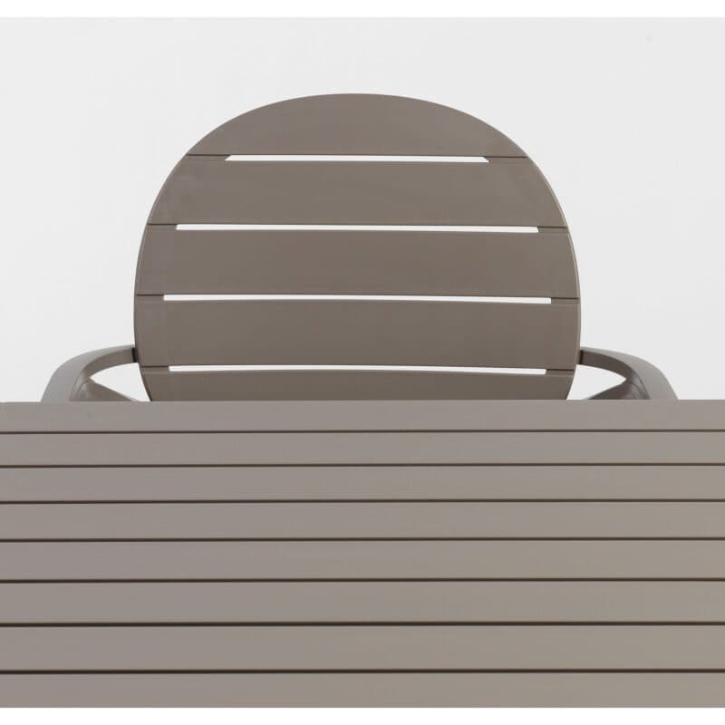 NARDI "Cube" Gartentisch, Gestell Aluminium taupe, Tischplatte Kunststoff taupe, Detail Tischplatte
