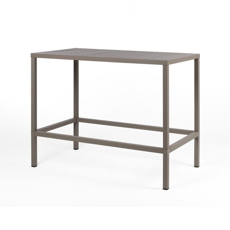 NARDI "Cube High" Bartisch 140x80 cm, Gestell Aluminium taupe, Tischplatte Kunststoff taupe