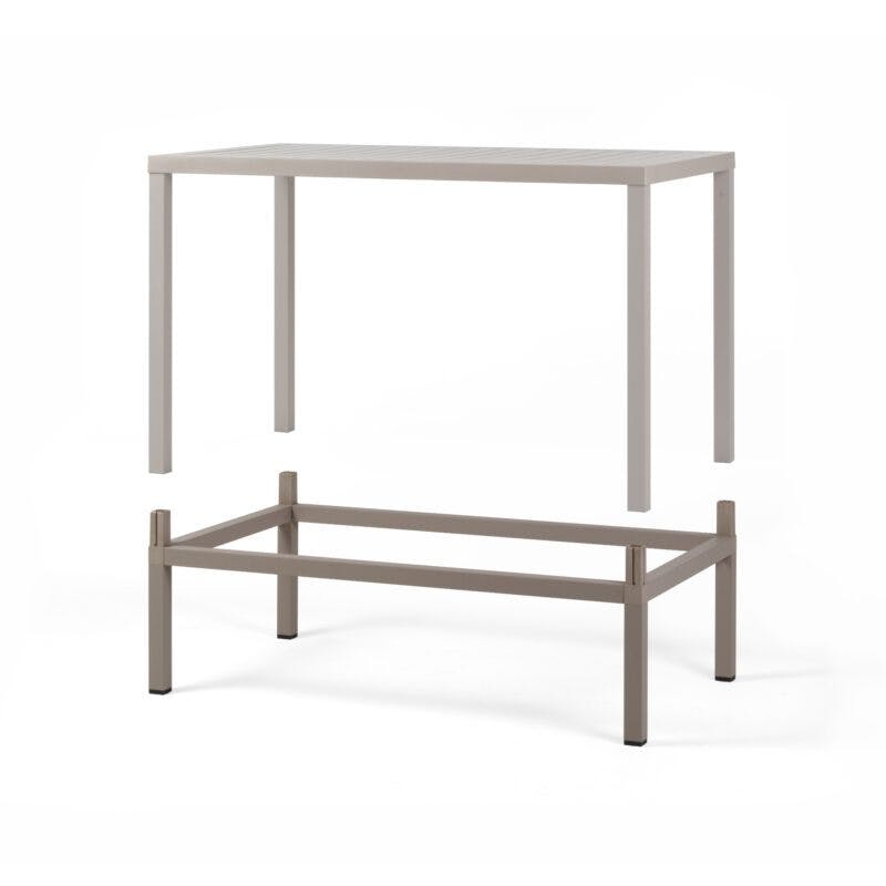 NARDI "Cube High Kit" Tisch-Erhöhung für Tisch 120x70 cm, Aluminium taupe, Zusammenbau
