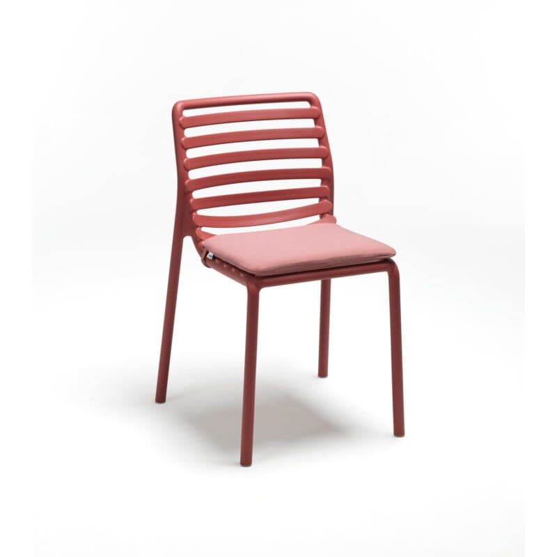 NARDI "Doga Bistrot" Stapelstuhl, Gestell und Sitzfläche Kunststoff marsala, mit Sitzkissen Sunbrella® opera