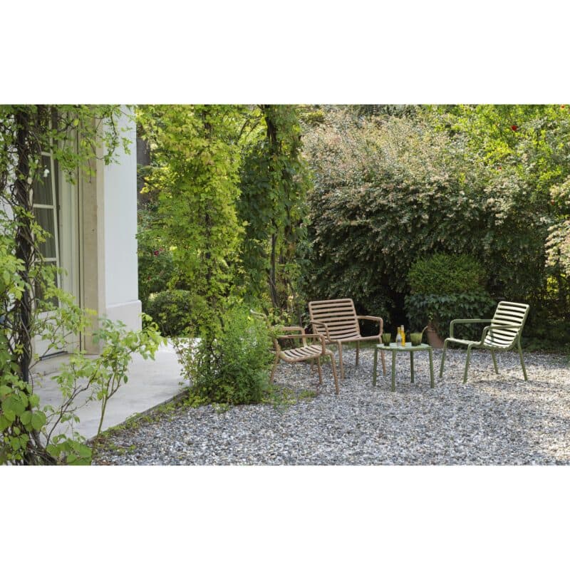 NARDI "Doga Relax" Loungesessel, Gestell und Sitzfläche Kunststoff cappuccino und agave, mit "Doga" Beistelltisch, Kunststoff agave