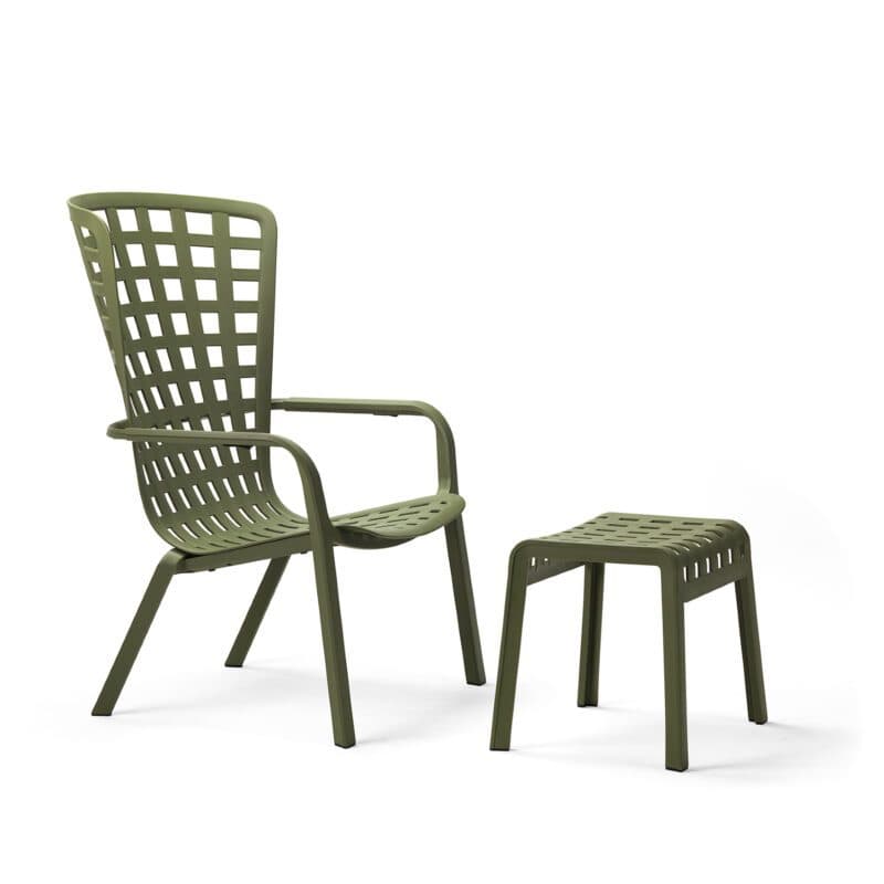 NARDI "Folio" Loungesessel, Kunststoff agave mit "Poggio" Hocker