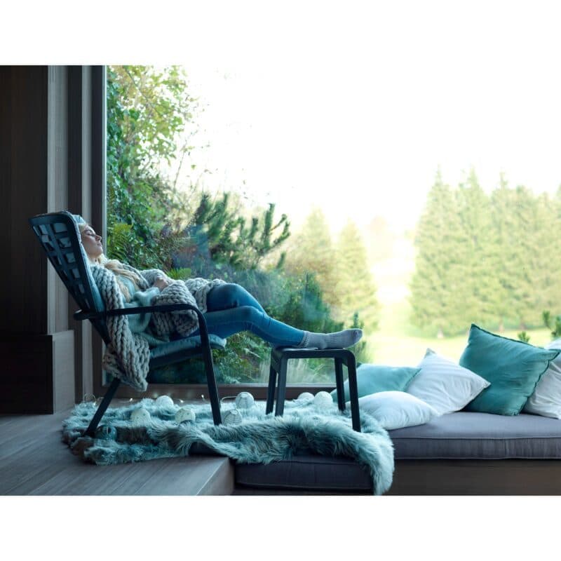 NARDI "Folio" Loungesessel, Kunststoff anthrazit mit "Poggio" Hocker