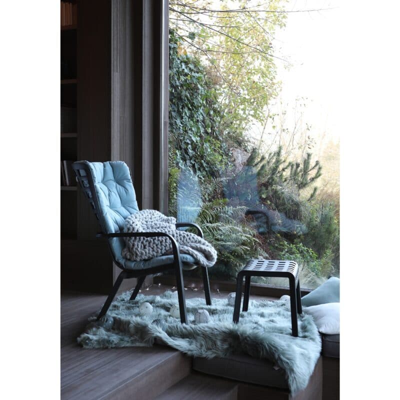 NARDI "Folio" Loungesessel, Kunststoff anthrazit mit "Poggio" Hocker