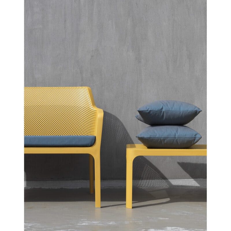 NARDI "Net" Bank und Loungetisch 100x60 cm, Gestell, Sitzfläche und Tischplatte Kunststoff senf
