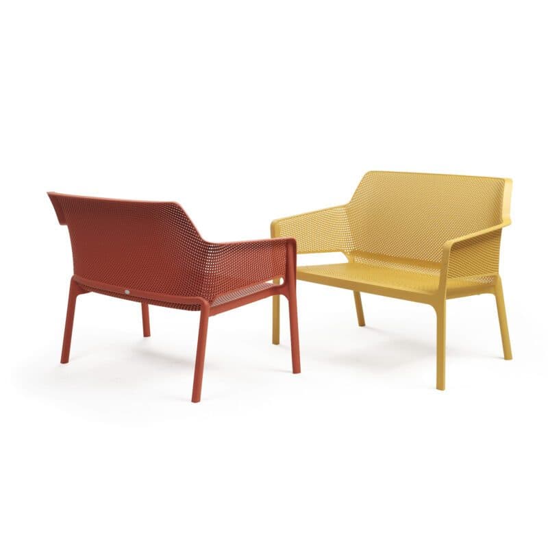 NARDI "Net" Loungebank, Gestell und Sitzfläche Kunststoff koralle & senf