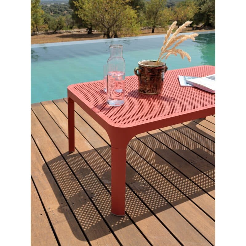 NARDI "Net" Loungetisch 100x60 cm, Gestell und Tischplatte Kunststoff koralle