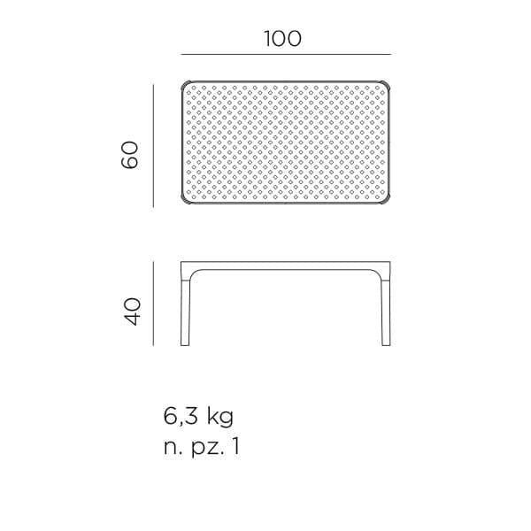 NARDI "Net" Loungetisch 100x60 cm, Maßangaben