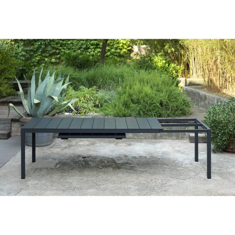 NARDI "Rio" Ausziehtisch 210/280x100 cm, Gestell und Tischplatte Aluminium anthrazit, Funktionsweise Auszug