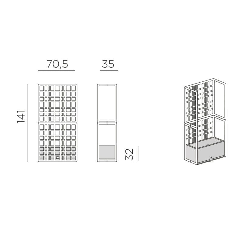 NARDI "Sipario" Pflanzengefäß mit Rankhilfe, regenerierter Kunststoff terra, Höhe 141 cm