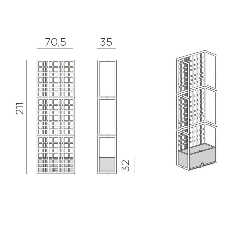 NARDI "Sipario" Pflanzengefäß mit Rankhilfe, regenerierter Kunststoff terra, Höhe 211 cm