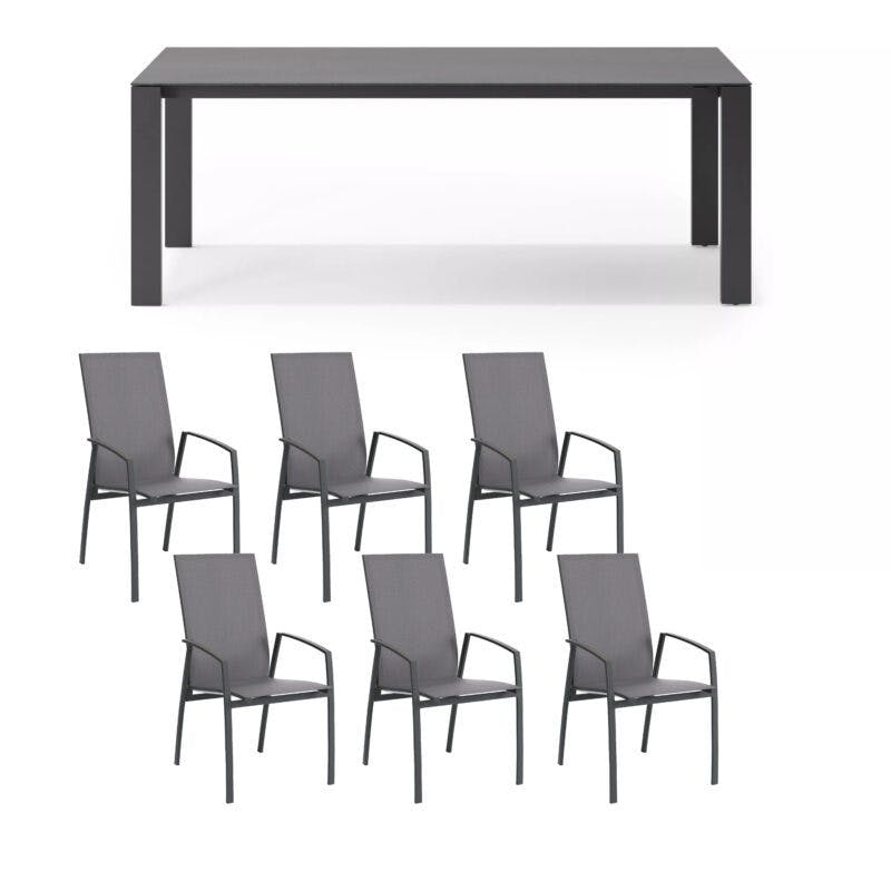 SIT Mobilia Gartenmöbel-Set mit Tisch "Etna" und Stapelsessel "Limbo move", Alu anthrazit