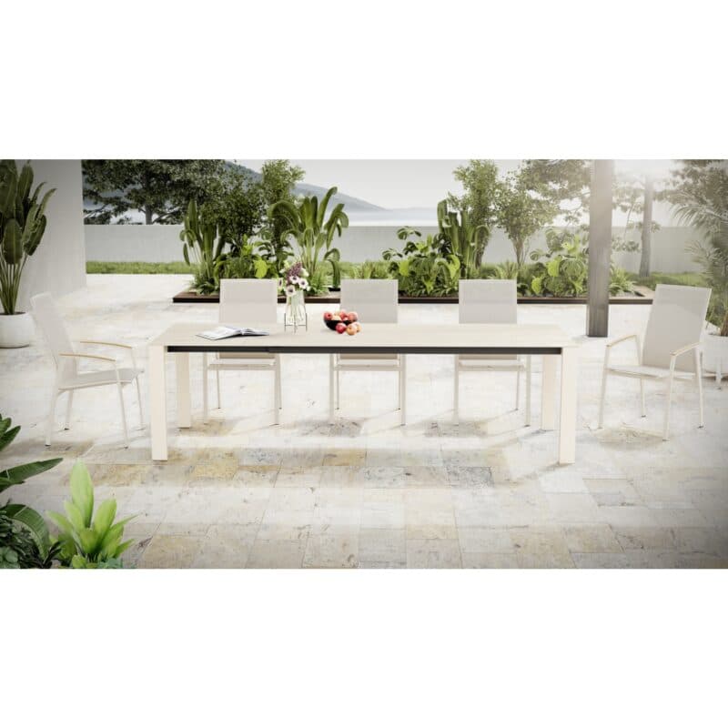 SIT Mobilia Gartenmöbel-Set mit Tisch "Etna" und Stapelsessel "Limbo move", Aluminium ecru