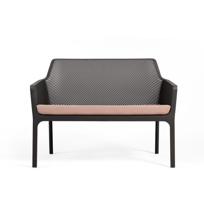 NARDI "Net" Loungebank, Gestell und Sitzfläche Kunststoff anthrazit, mit Sitzkissen rosenquarz