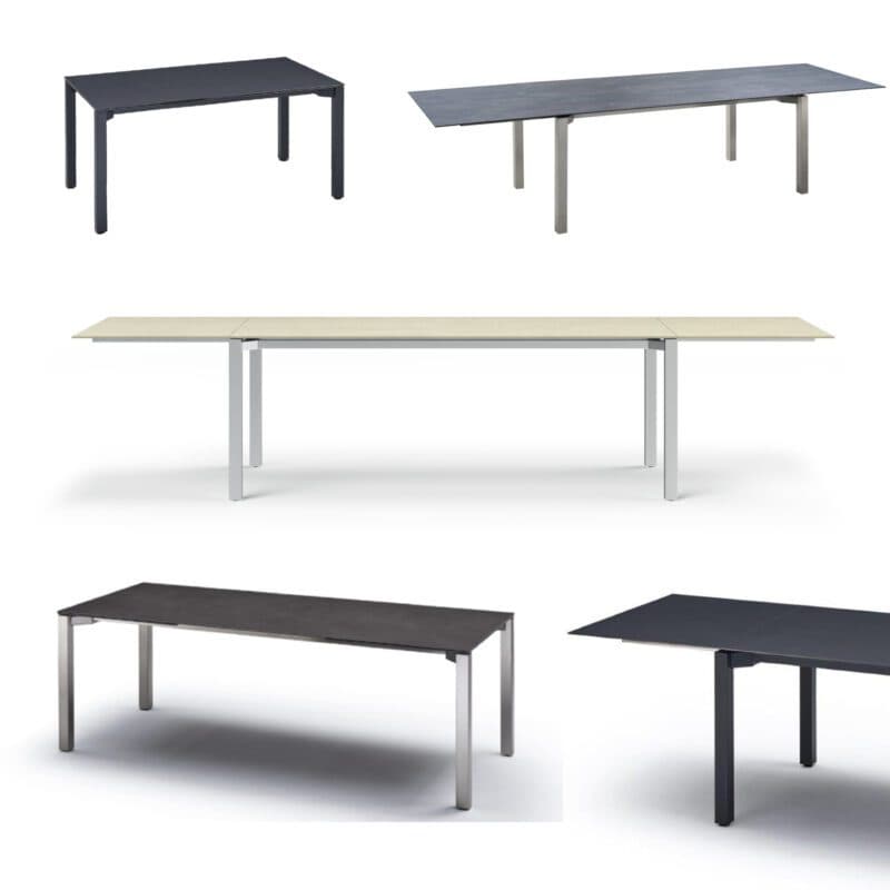 Zumsteg "Spezia" Gartentisch-Serie: Gestelle Edelstahl geschliffen oder pulverbeschichtet, Ausziehtische & Fixtische in vielen Größen