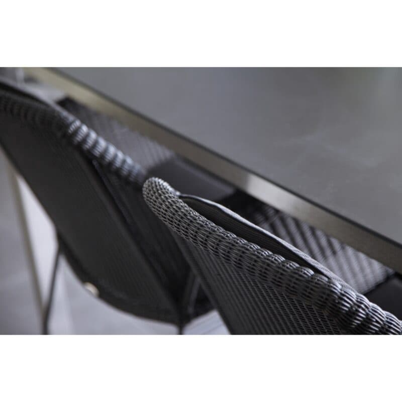 Cane-line Gartenmöbel-Set mit Stuhl Breeze, Polyrattan schwarz und Gartentisch Pure, Gestell Alu lavagrau, Tischplatte Keramik