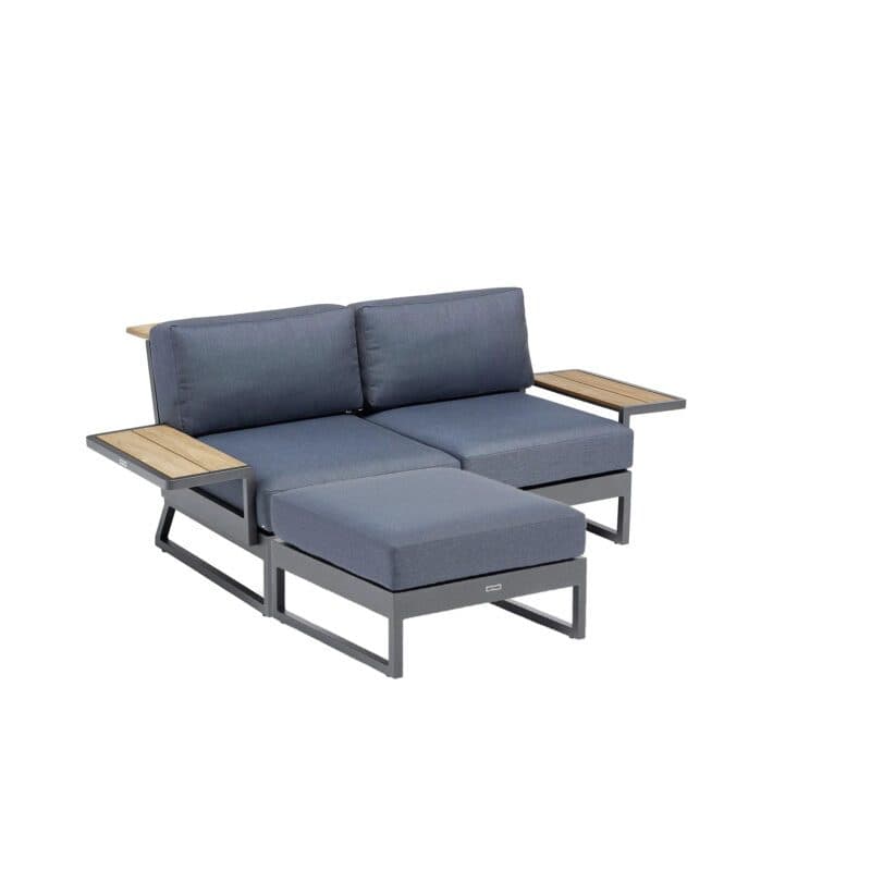 Kettler "Ocean Skid Platform" Loungesofa-Set, Alu anthrazit matt, Stoff Agora Brisa