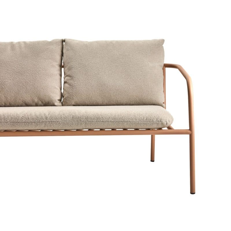 Brafab "Bendt" 2-Sitzer Loungesofa, Gestell Aluminium peach, Kissen Teddy beige