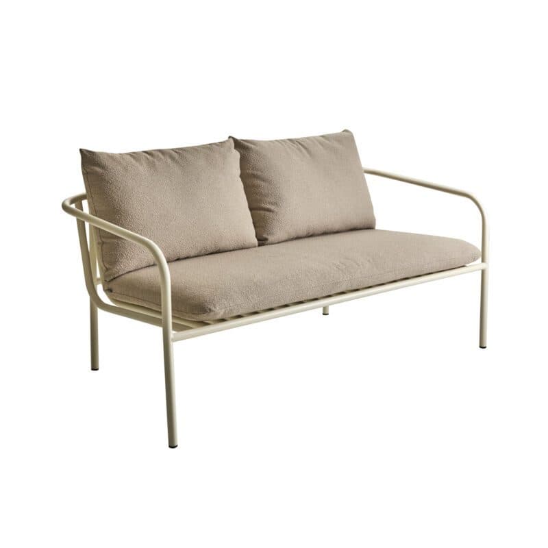 Brafab "Bendt" 2-Sitzer Loungesofa, Gestell Aluminium pearl white, Kissen Teddy beige
