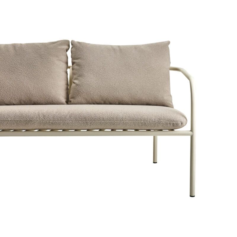 Brafab "Bendt" 2-Sitzer Loungesofa, Gestell Aluminium pearl white, Kissen Teddy beige