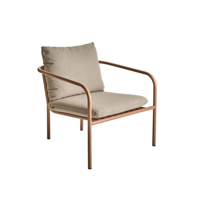 Brafab "Bendt" Loungesessel, Gestell Aluminium peach, Kissen Teddy beige