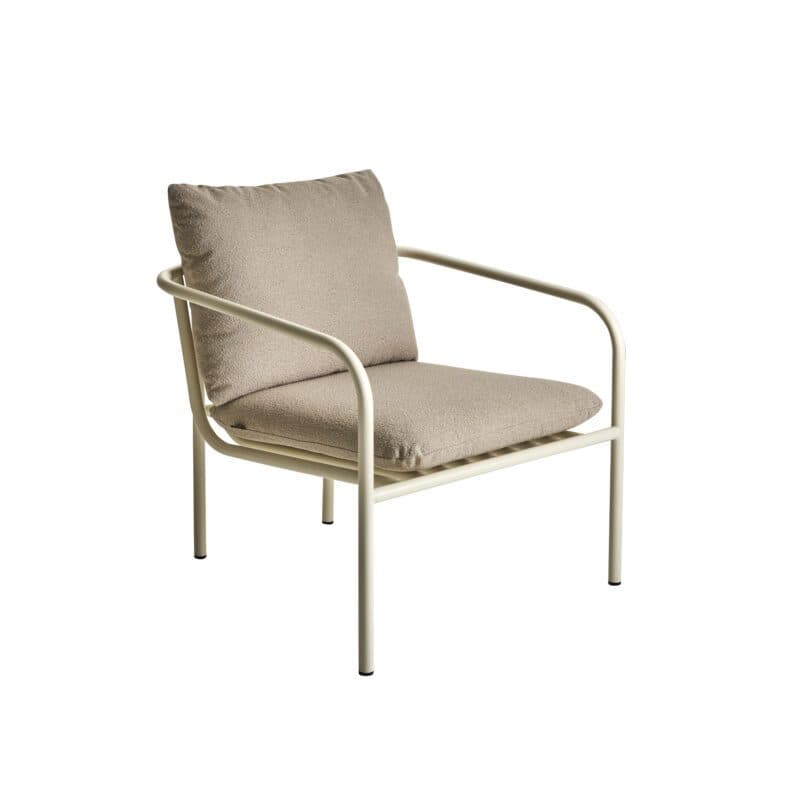 Brafab "Bendt" Loungesessel, Gestell Aluminium pearl white, Kissen Teddy beige