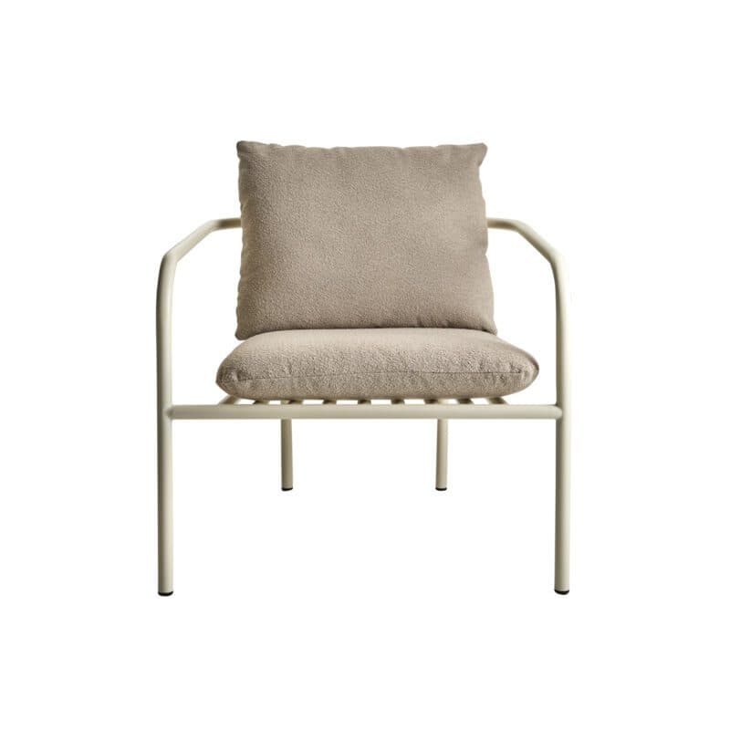 Brafab "Bendt" Loungesessel, Gestell Aluminium pearl white, Kissen Teddy beige